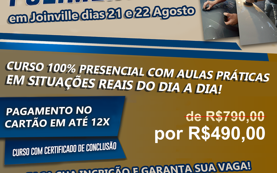 Curso em Joinville dias 21 e 22 de Agosto